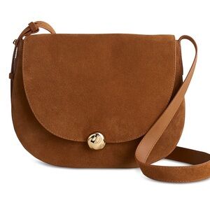 MADEWELL The Dakota suede women's large shoulder saddle bag -Cognac / Brown